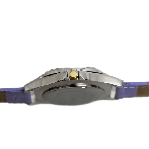 Guess Vintage 1996 Wrist Watch White Dial Genuine Leather Purple Two Tone Unisex - Picture 7 of 10